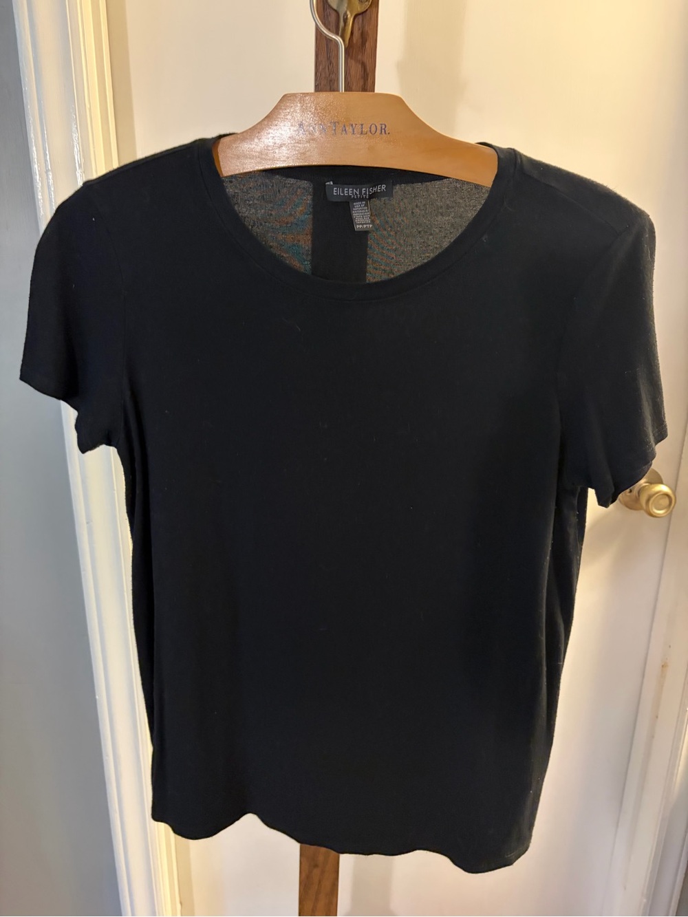 Eileen Fisher Black Short-Sleeve Crewneck Tee